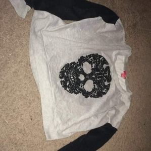 grey and black skull sweatshirt
